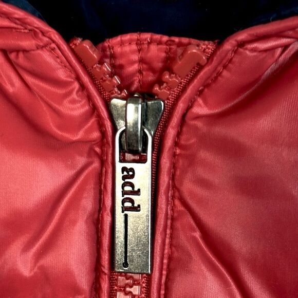 ADD Red Down Hooded Puff Vest Zip Front Pockets Logo Boys size 10Y - Picture 9 of 14